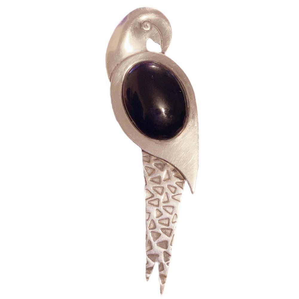 Jay King VERY RARE Hard To Find Parrot Bird DTR .925 Onyx Pin Brooch